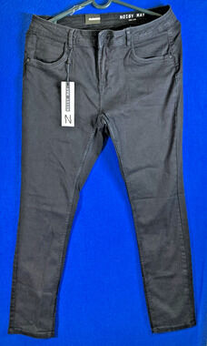 Noisy May Lucy Skinny Coated Jeans Women's Size 32/30 Black Waxed Denim NWT